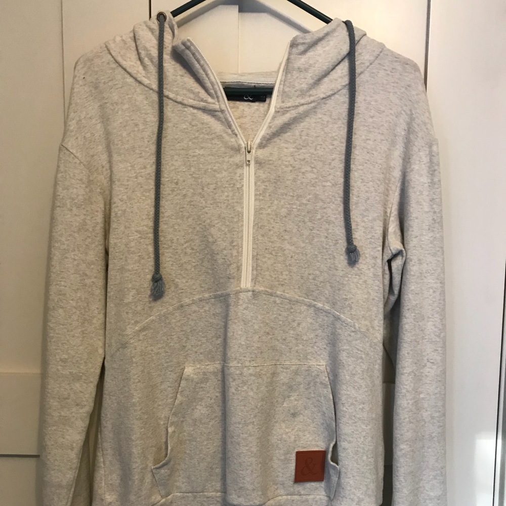 Ampersand Avenue (MMM) Half Zip Hoodie in Oatmeal